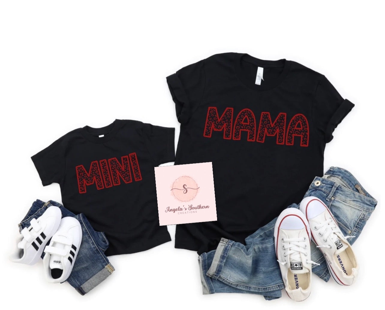MAMA & MINI (Red letting with hearts)