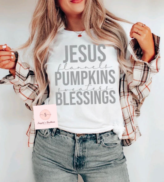 Jesus flannels Pumpkins sweaters Blessings